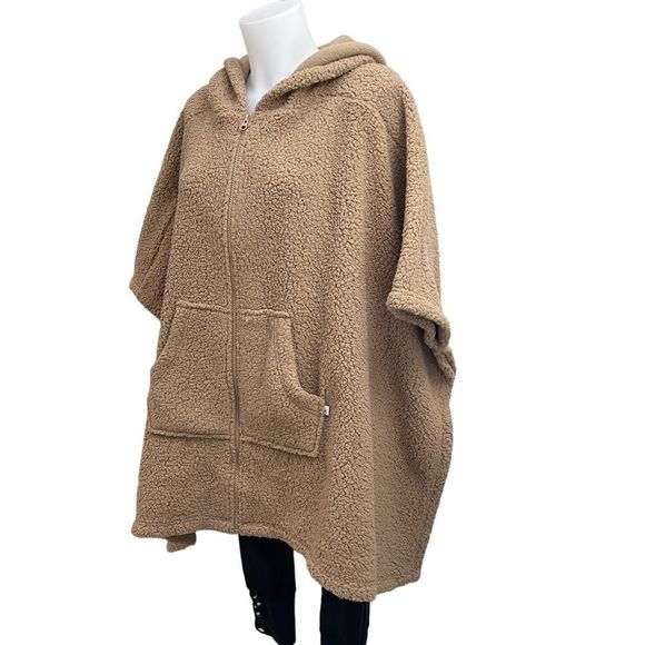 Koolaburra by UGG Cozy Sherpa Plush Tunic Lounger Amphora Tan full zip small - Picture 3 of 9